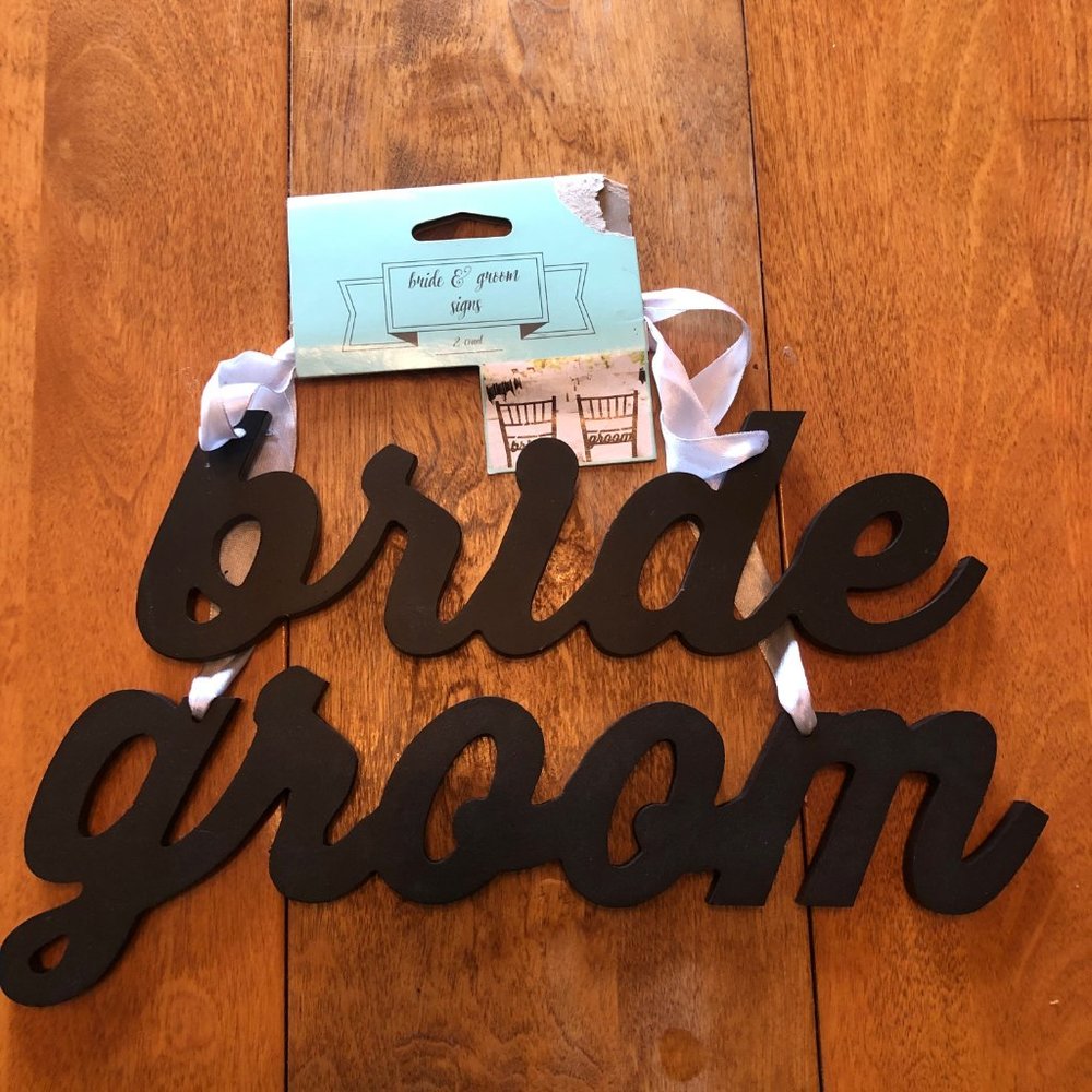 Bride and Groom Reception Chair Signs